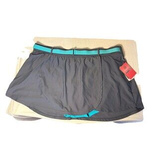 Free Country Gray Blue Swim Skirt Women's Plus 3X NEW‎ Mesh Belt Built In Brief